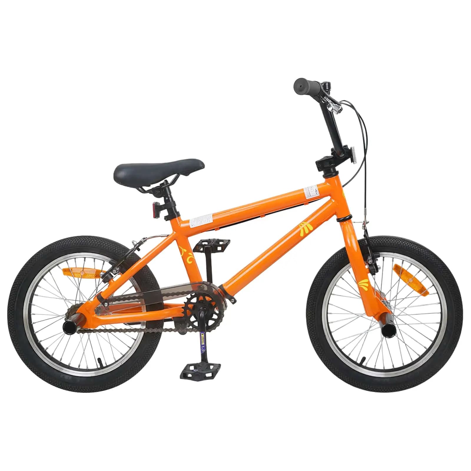 Kids BMX Bike Orange 20in Steel Frame Single Speed Adjustable Seat with Brakes72