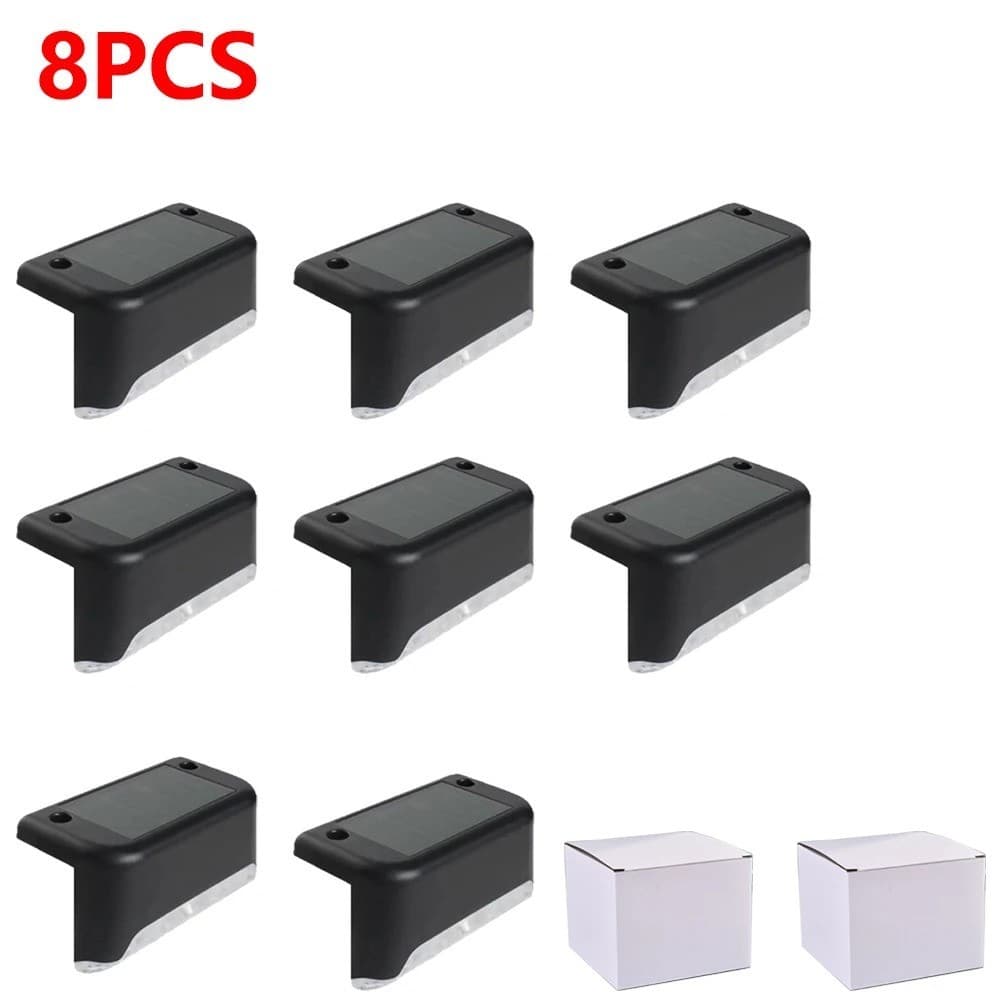 Warm White Solar Step Lights Waterproof LED Outdoor Garden Path Stair Fence Lamp
