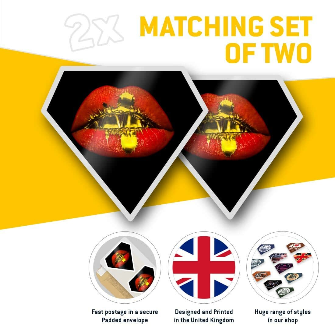 2 x Diamond Stickers 10 cm  - Liquid Gold Red Lips Fashion Makeup  #16161 view 2