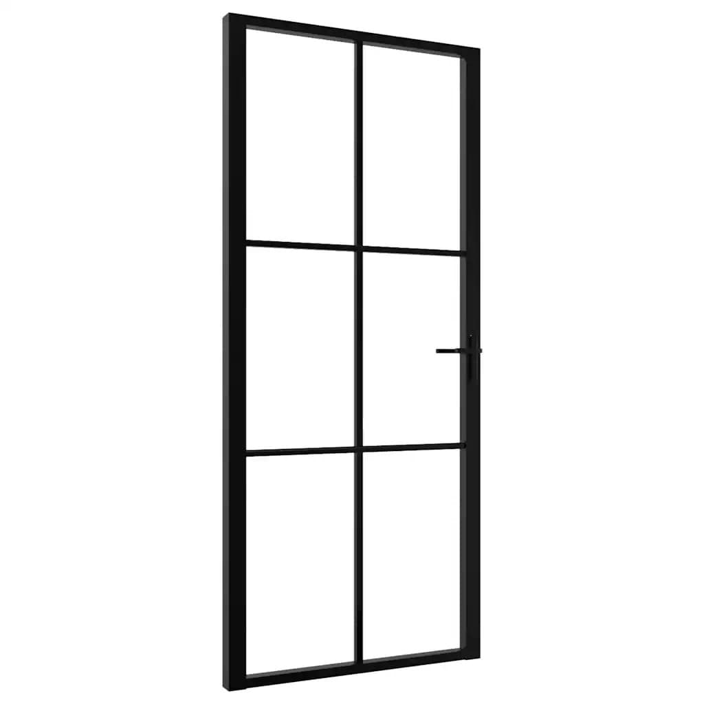 Interior Door Barn Sliding ESG Glass and Aluminium Black vidaXL