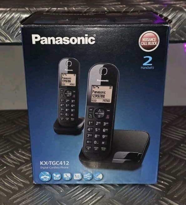 Panasonic KX-TGC412EB Cordless Phones| Set of 2 - Brand New In Box
