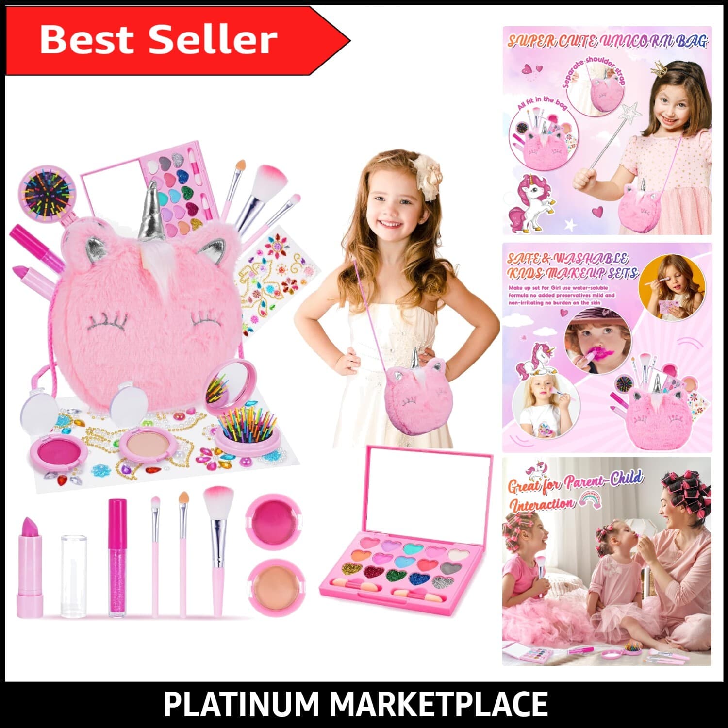 Adorable Kids Makeup Set with Unicorn Bag - Perfect for Birthday Gifts 3-12