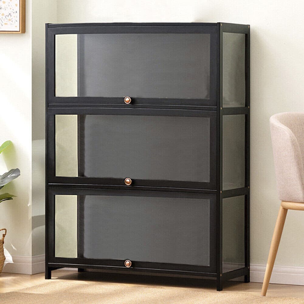 3-Tier Black Acrylic Model Display Collectibles Case Action Figures Toys Cabinet