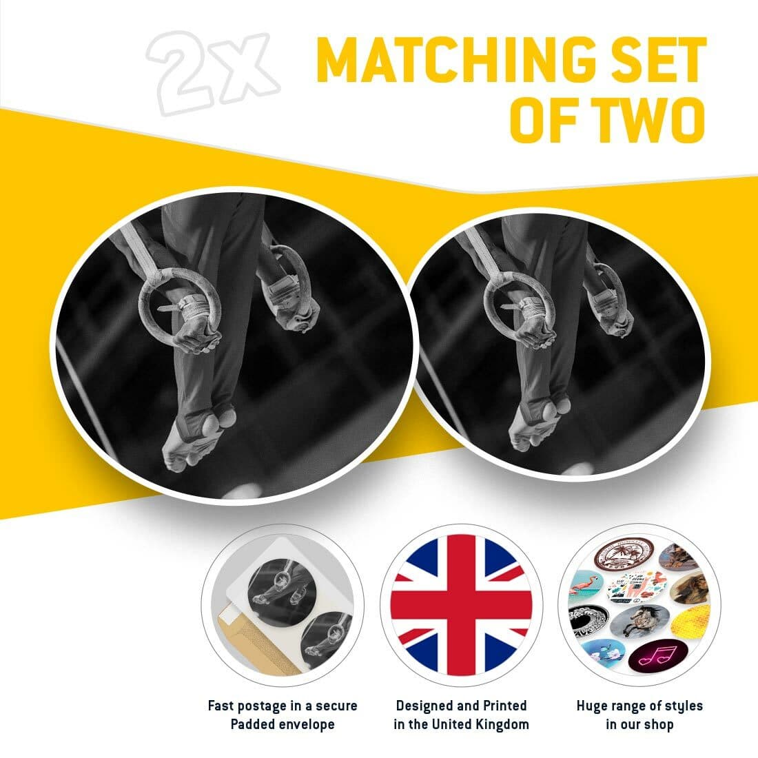 2 x Vinyl Stickers 7.5cm (bw) - Gymnastics Steady Rings Olympics  #43007 view 2