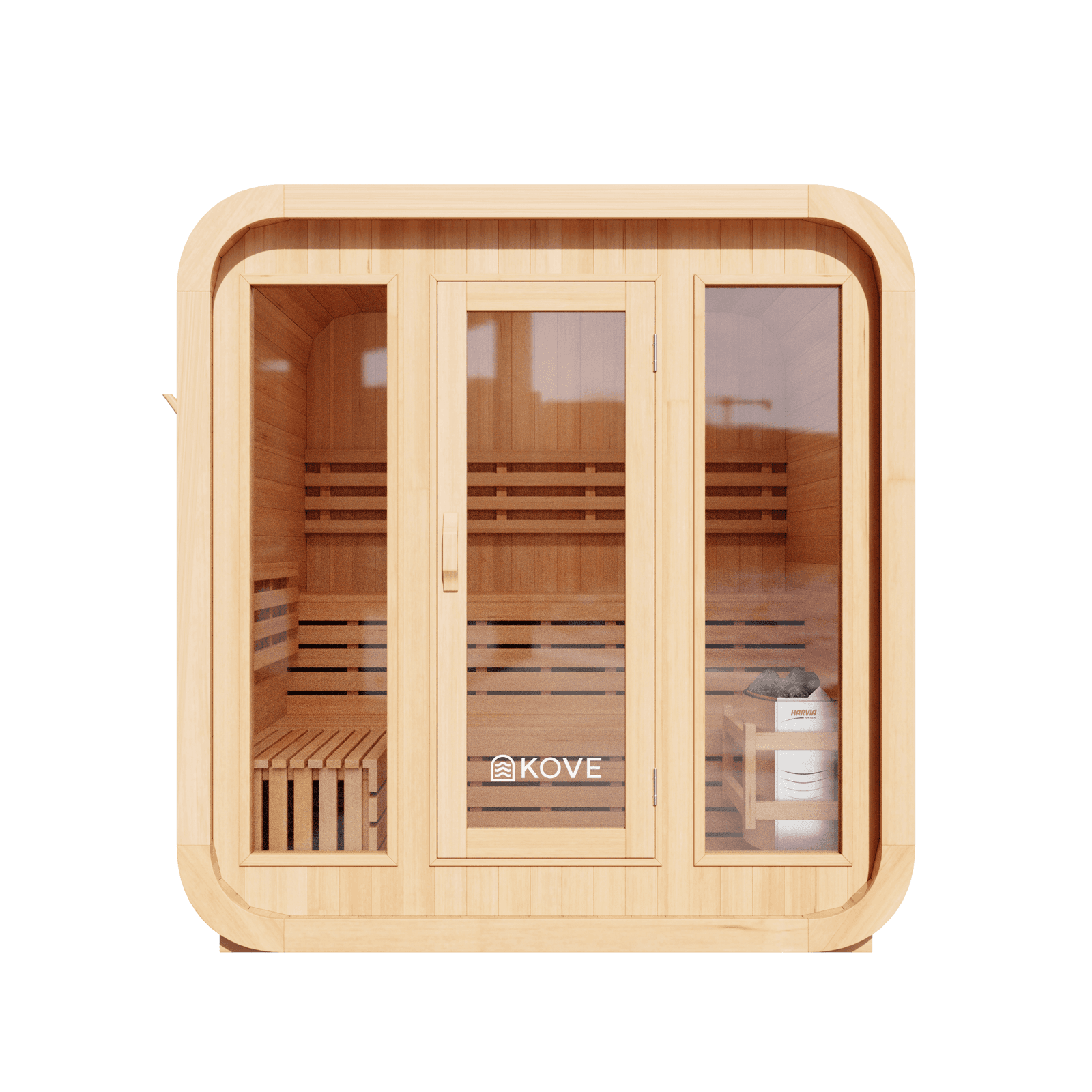 KOVE Cube Sauna 3–4 Person Outdoor Sauna – Premium Spruce Wood| 6kW Harvia Heate view 2
