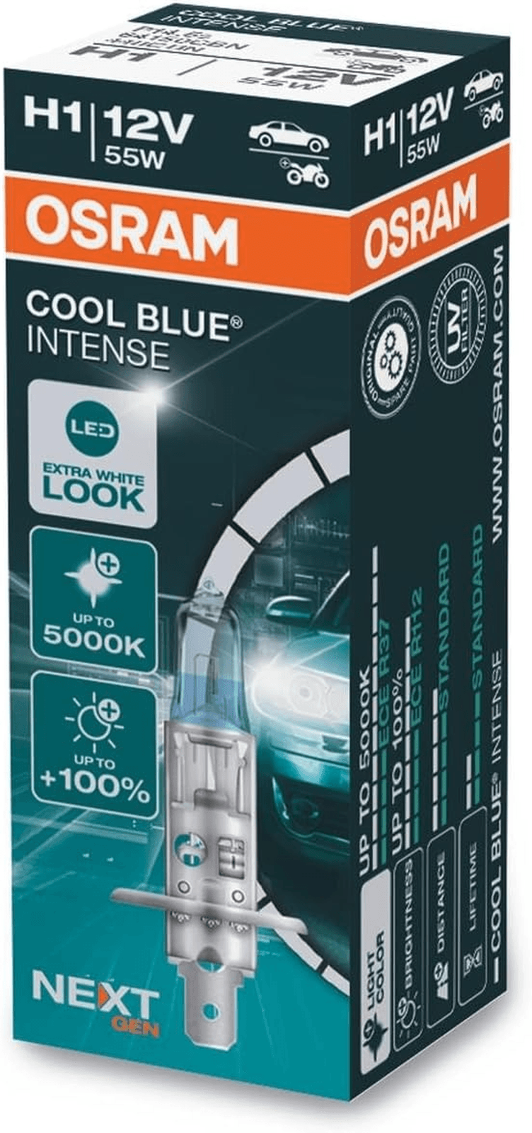 Cool Blue Intense Nextgen Halogen Bulb - H1 - 12V/55W - Single Piece
