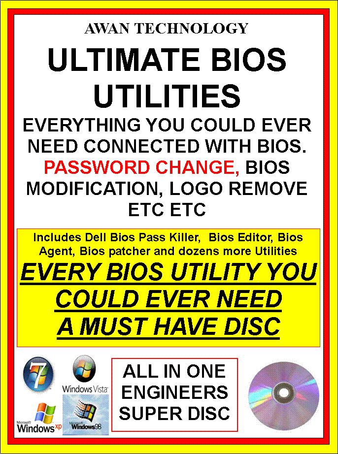 BIOS Computer UTILITIES BUNDLE Every Bios Utility ever needed inc Password etc,