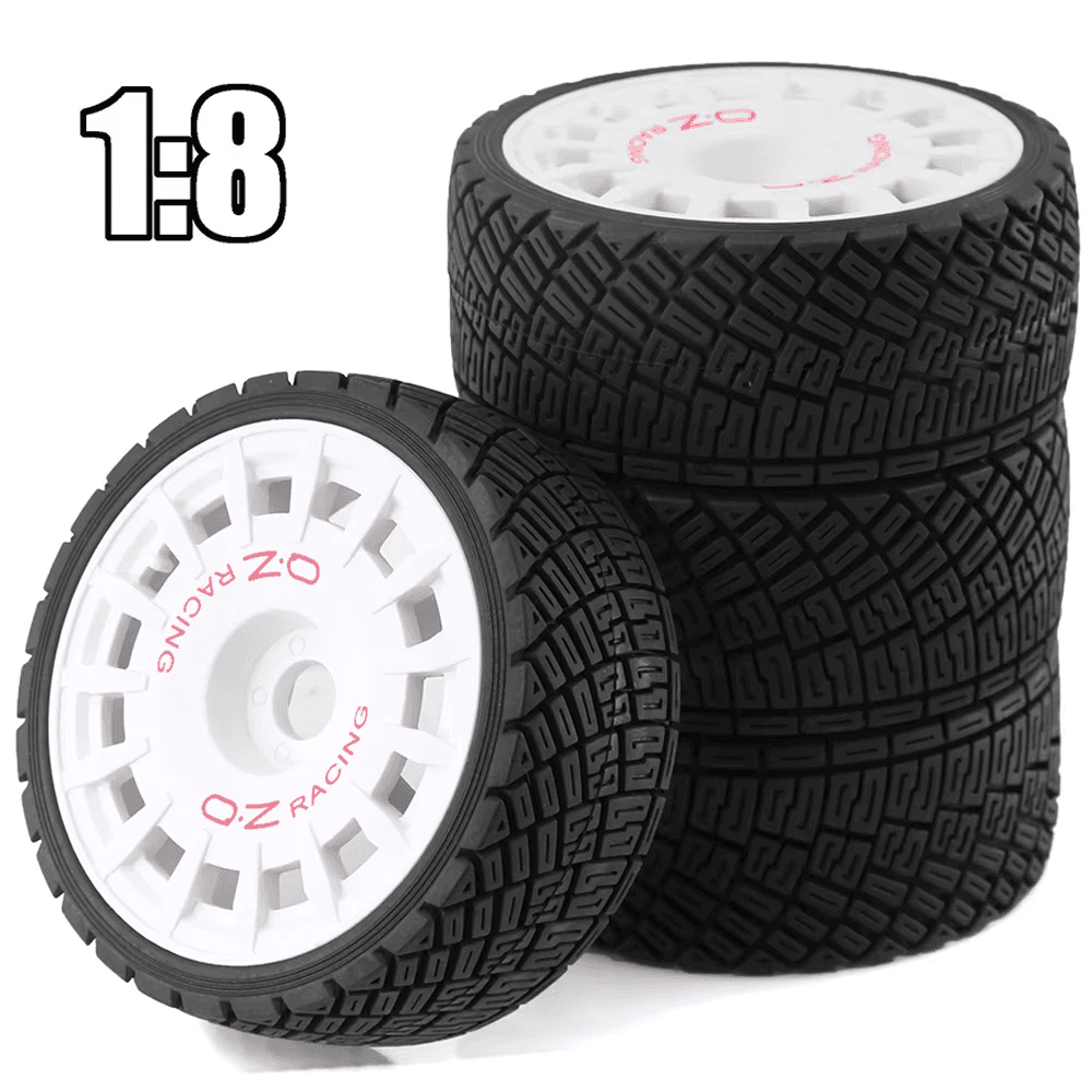 4PCS 1/7 1/8 Racing Tires Rally on Road Tyre Plastic Wheels 17Mm Hex for Tamiya