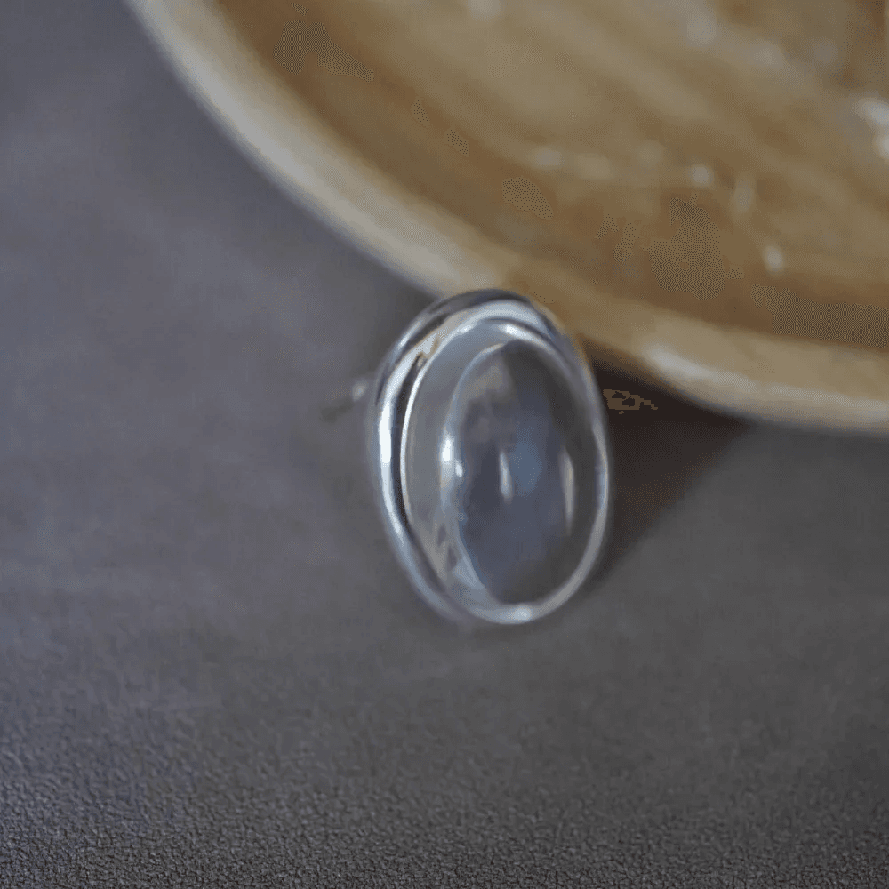 925 Sterling Silver Ring| Clear Stone Oval Statement Ring for Women| Modernist