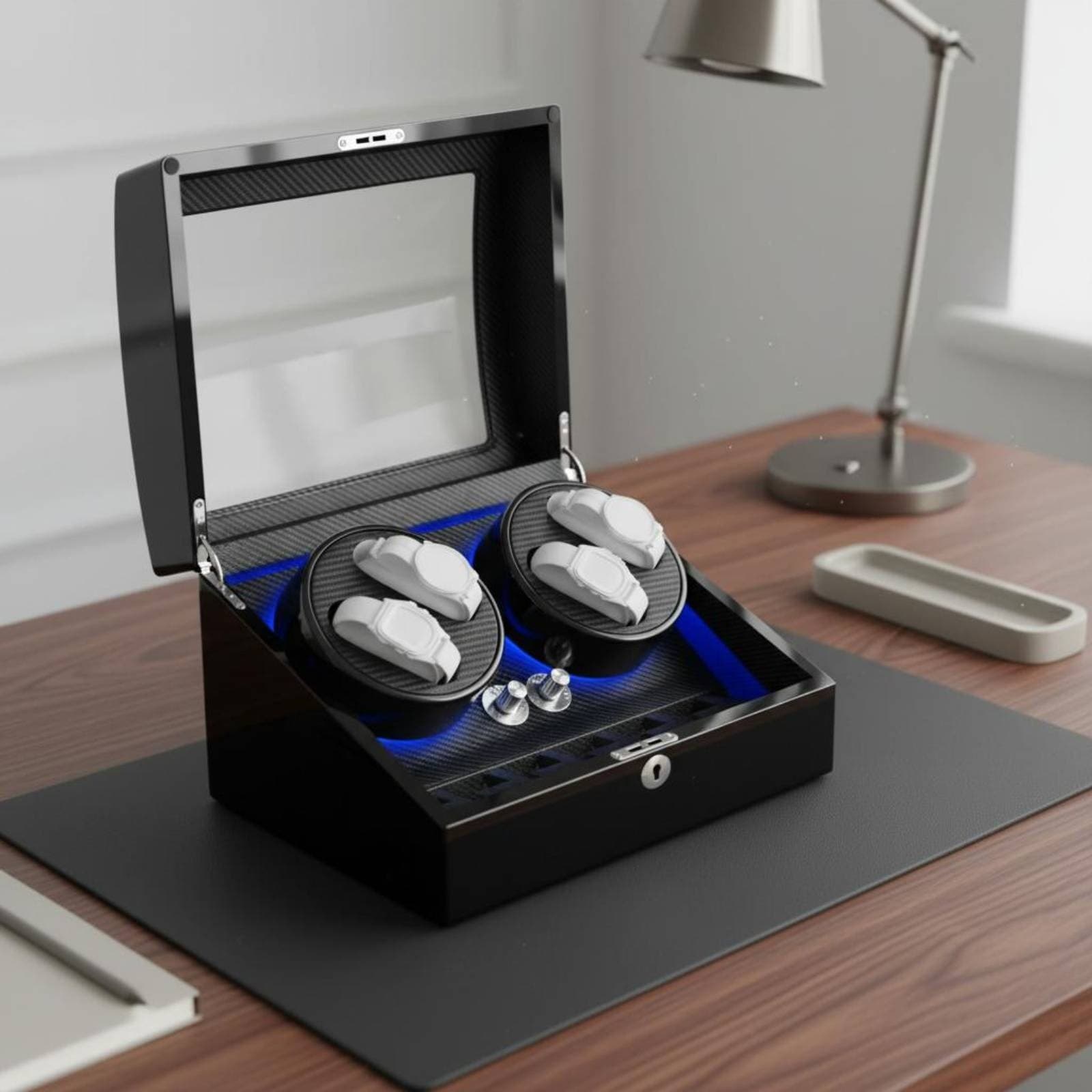 Watch Winder Box Woodgrain Finish Automatic Watch Winder Box A and C/DC Power