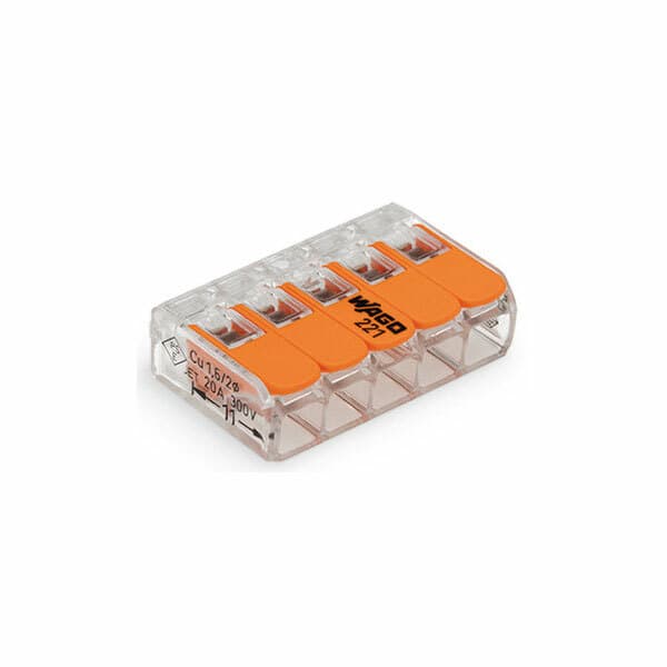 WAGO 221-415 5 Conductor Splicing Connector with Lever Lock 32A