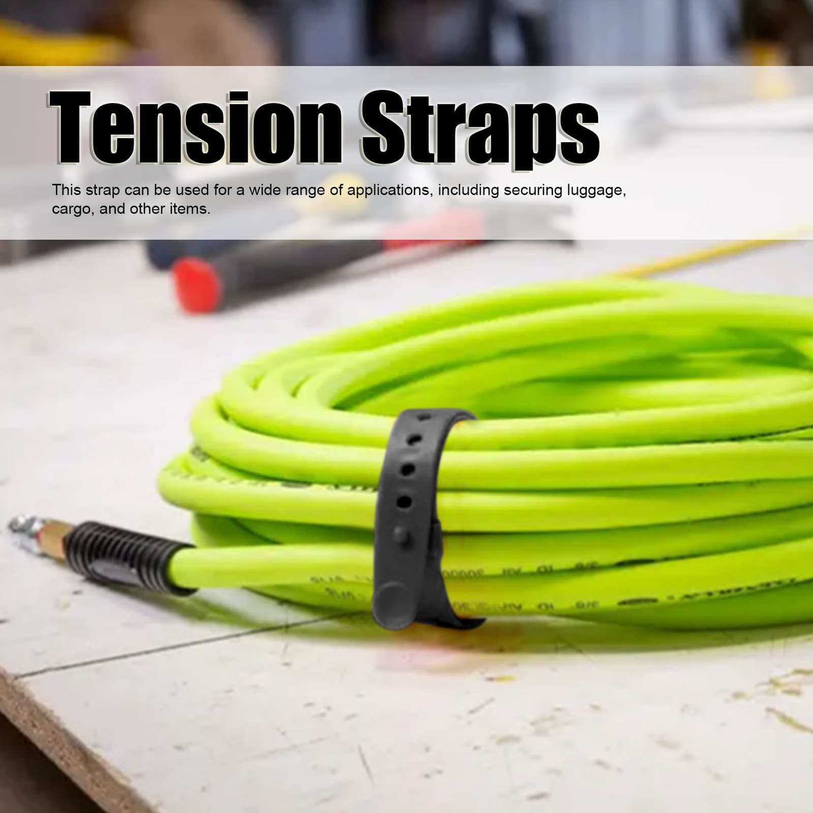 (Black) Tension Straps With Buckle Rubber And Stainless Steel Quick GF view 2