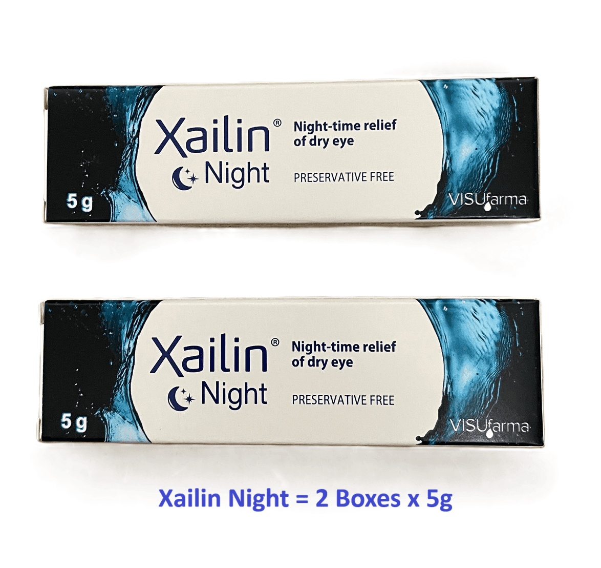 Xailin Night Lubricating Eye Ointment. 2 Boxes each 5g. Expiry 04/2028