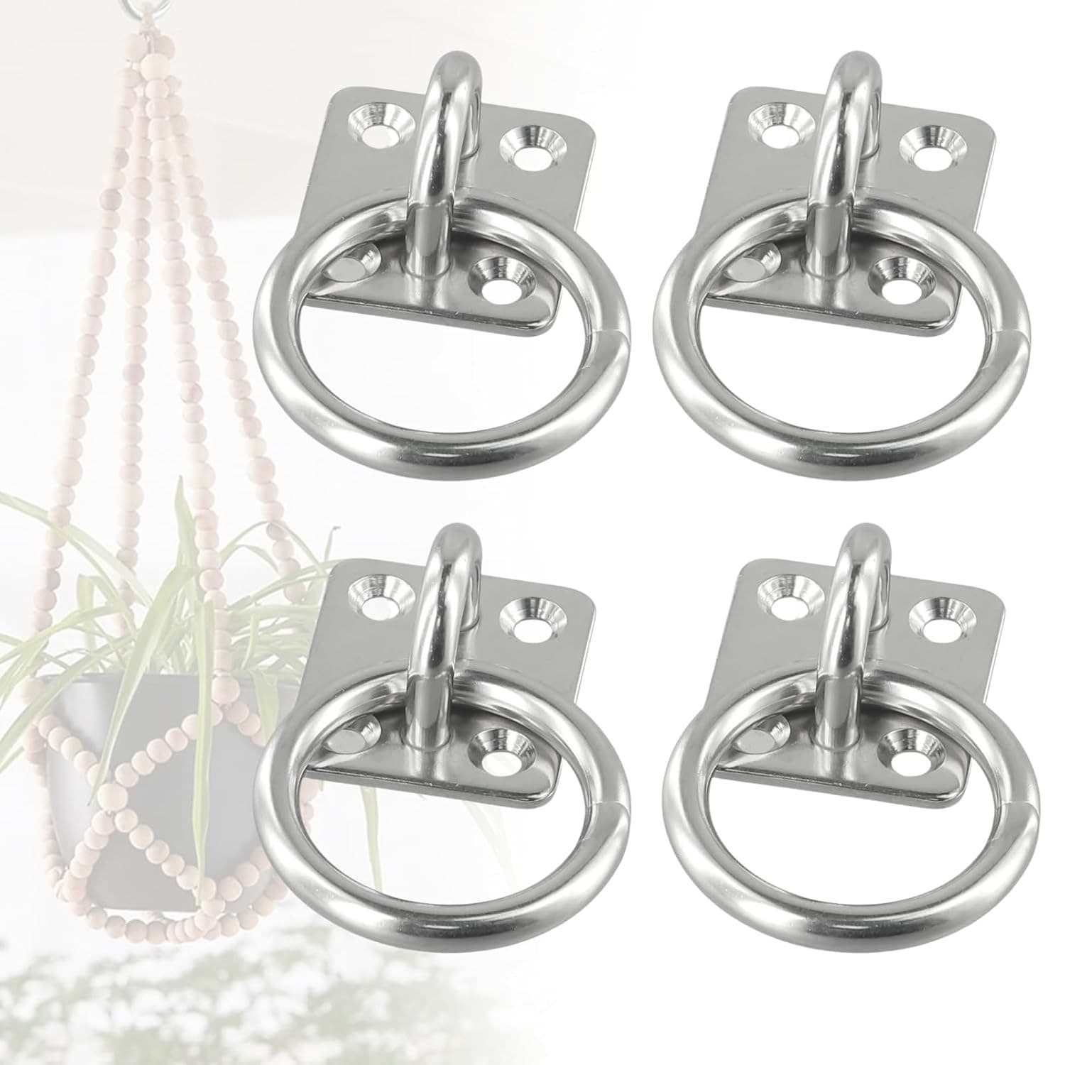 4 Pack Tie Ring on Plate Tie Rings for Equestrian Horse Stables 30mm x 35mm Gal