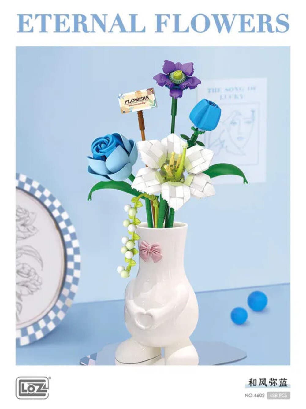 LOZ Eternal Flowers Blue Rose Bouquet 4602 view 2