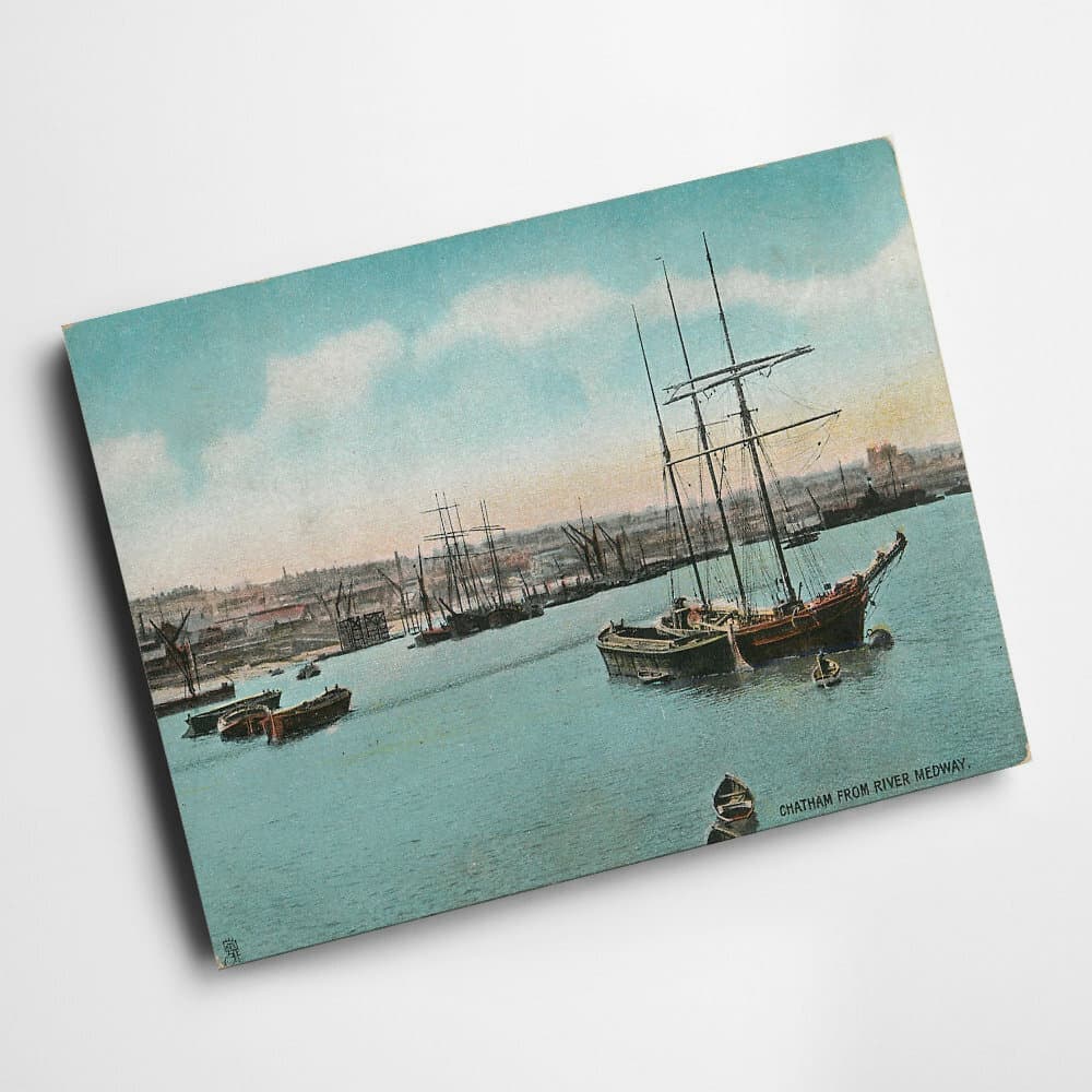 A4 PRINT - Vintage Kent - Chatham from River Medway