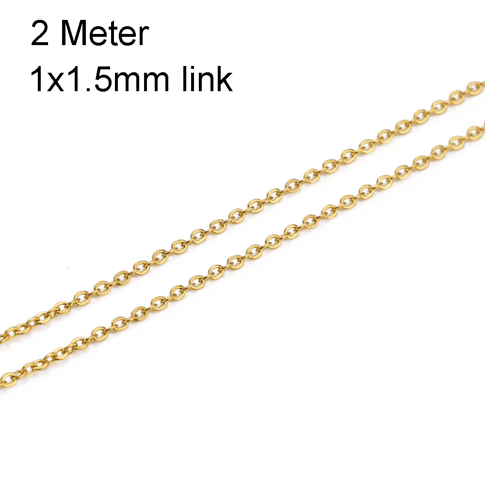 2/10 Meters Stainless Steel Chain 1 1.5 2Mm Gold&Steel Color Link for DIY Jewelr