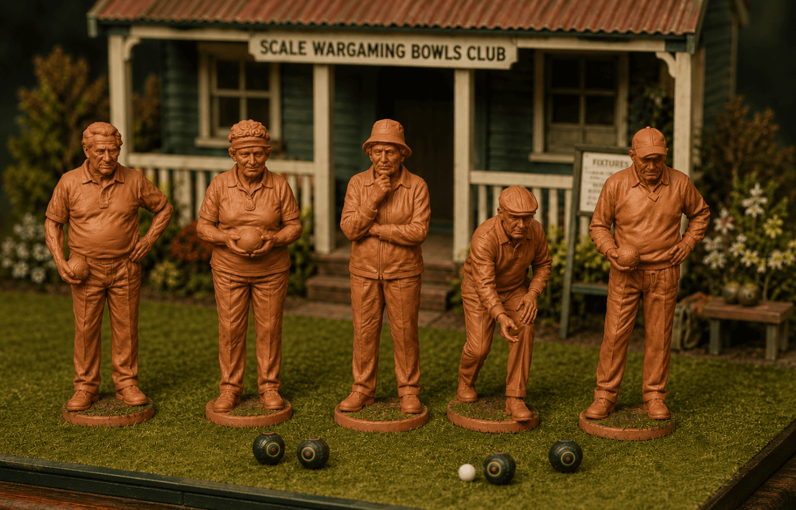 SW9352 Grass Lawn Bowls Figures
