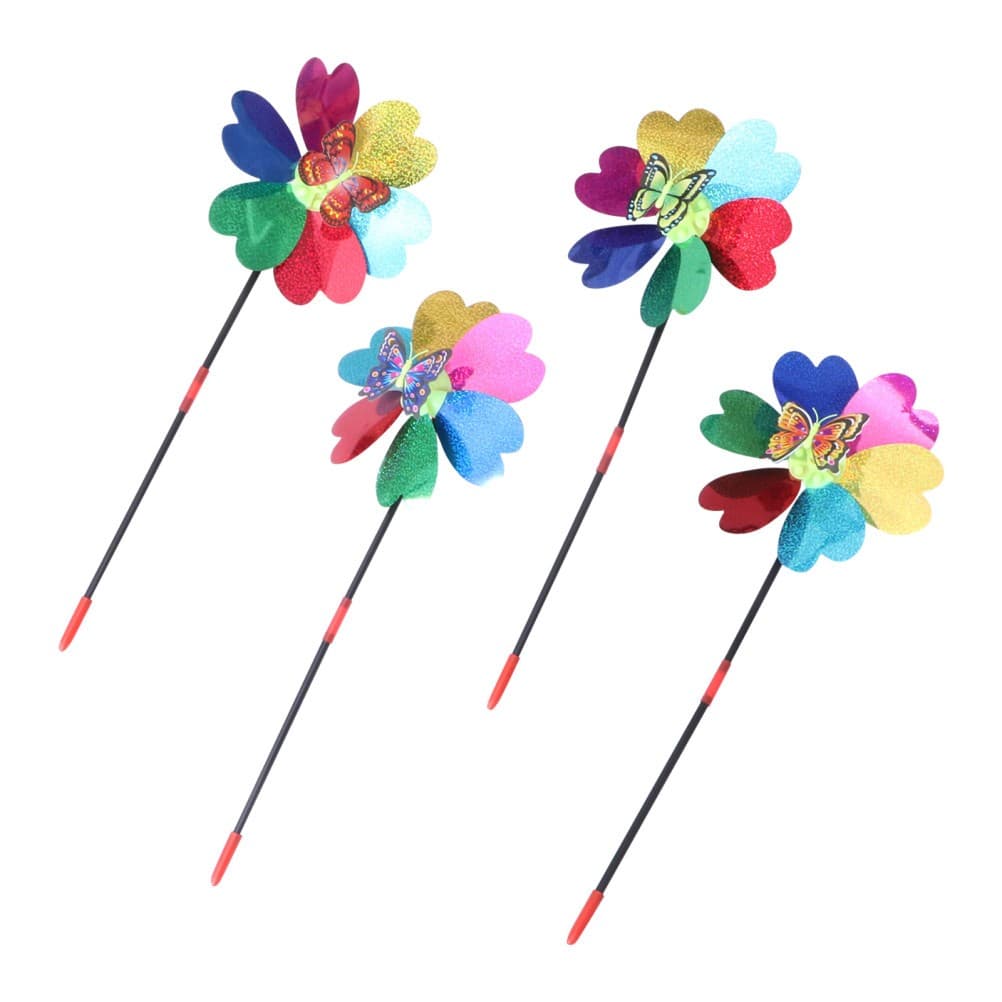 4PCS New Style Cartoon Pinwheel Colorful Sequin Windmill Child Toy