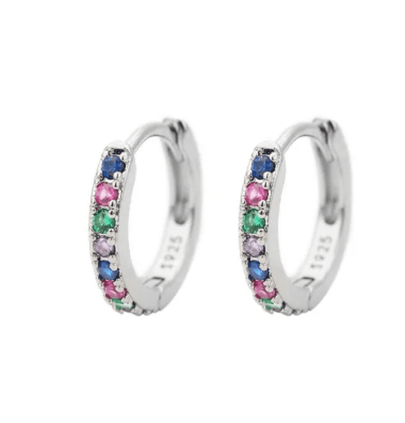 2Pcs Rainbow Little Huggies Stainless Steel Hoop Earrings Girl Tiny Rings Cartil