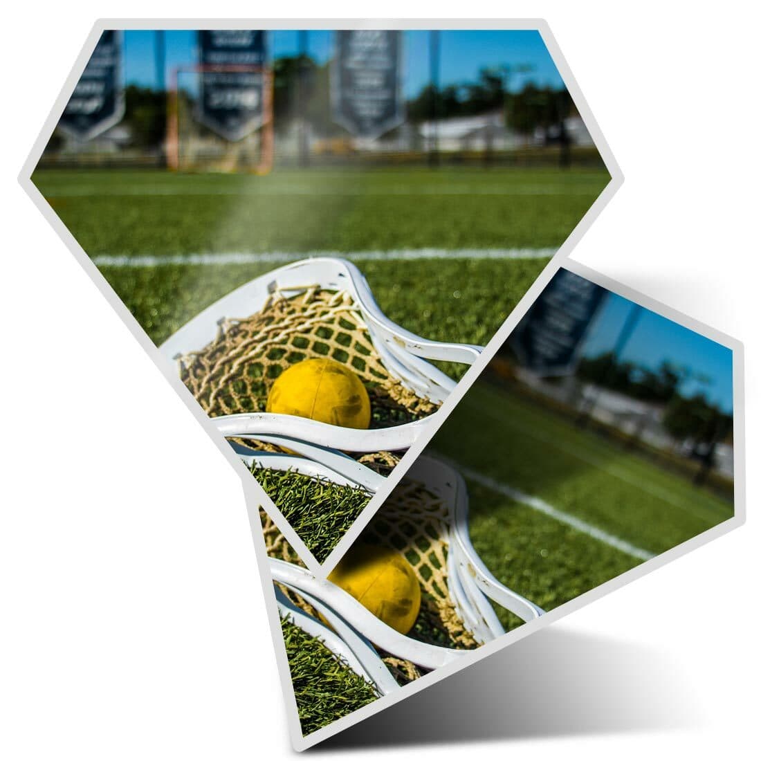2 x Diamond Stickers 10 cm  - Lacrosse Stick Ball Player  #12585