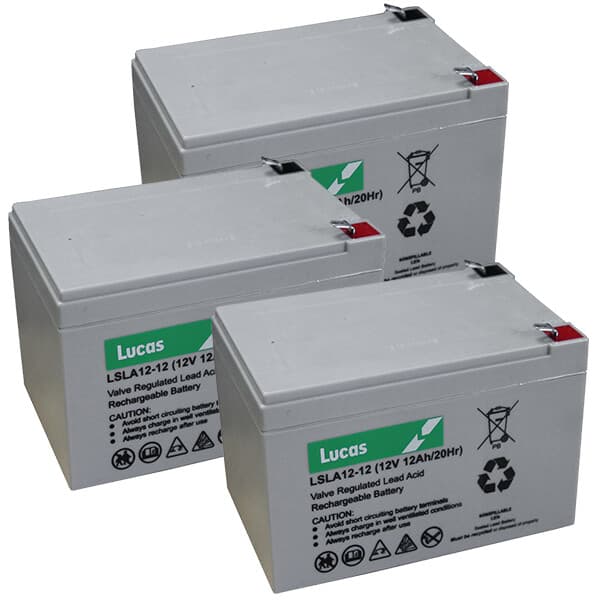 3 x Lucas LSLA12-12 12v 12ah Batteries for Powabyke and Sakura