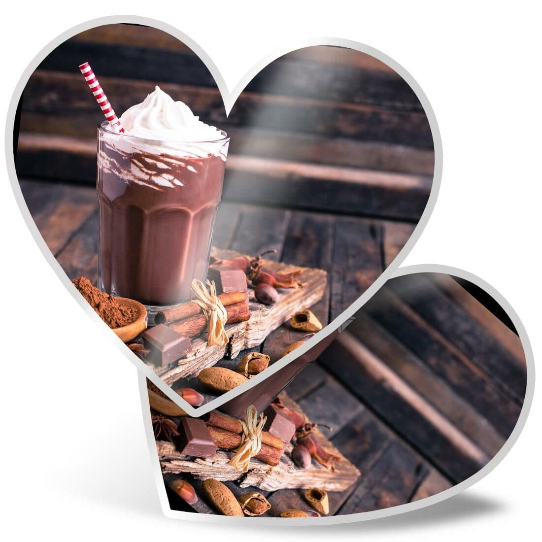 2 x Heart Stickers 15 cm - Luxury Chocolate Milkshake Drink #21348