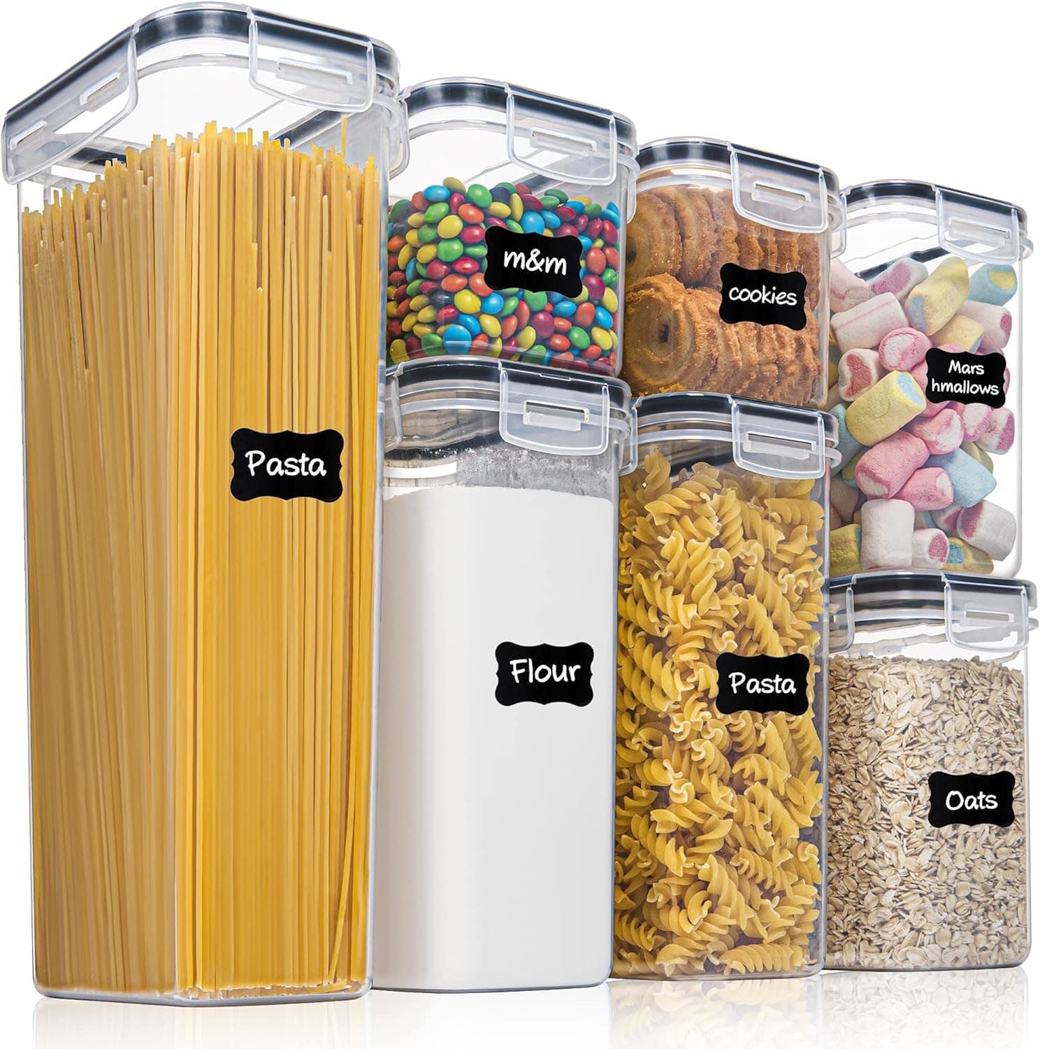 Airtight Food Storage Containers Set [7 Pc] - Kitchen Pantry Organization and S
