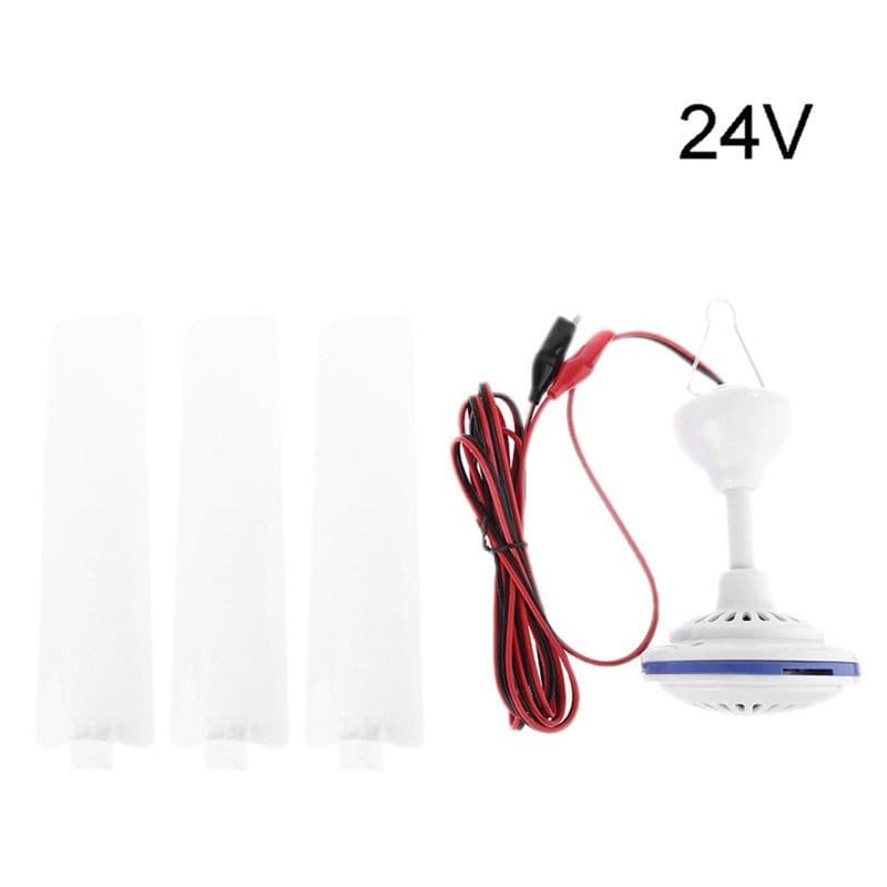 12V 24V Portable 3 Leaves Ceiling Fan Dormitory Camping Tent Silent Hanging Fan