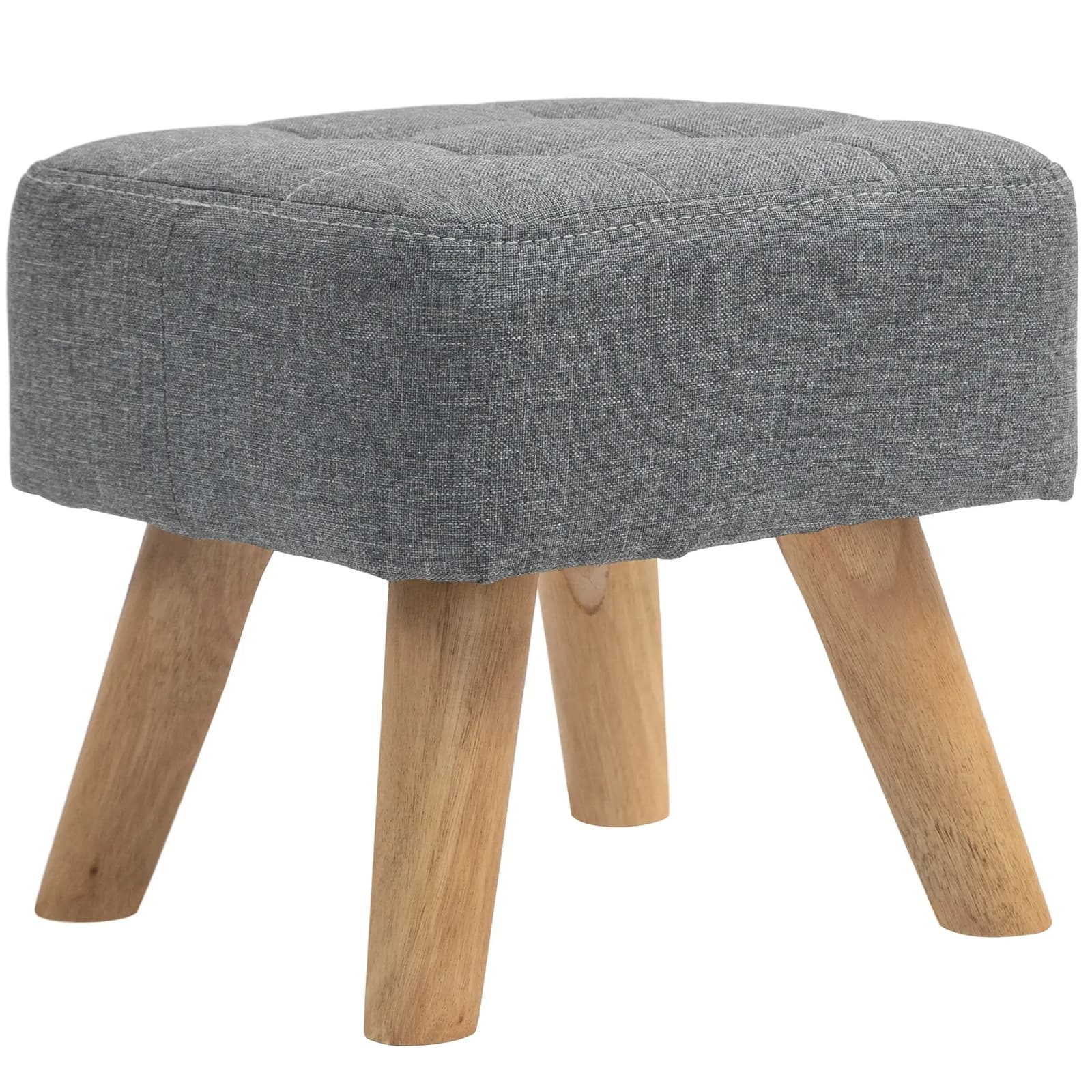HOMCOM Home Modern Footstool| Fabric Foot Rest with Rubber Wood Legs| Grey