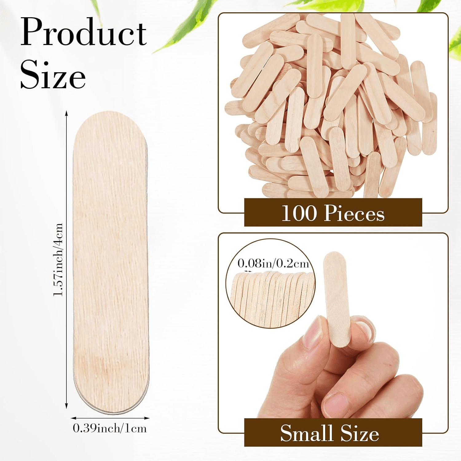 100PCS Mini Wood Craft Sticks| Ice Cream Sticks| Treat Popsicle Stick| Natural W view 2
