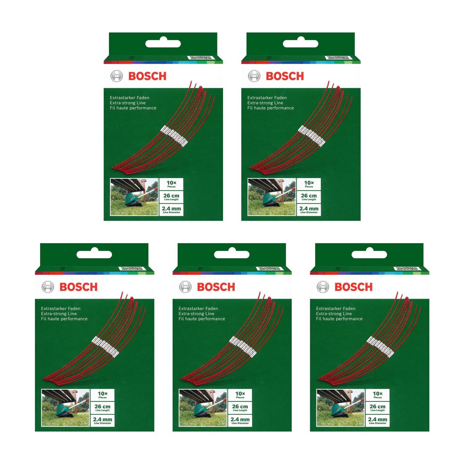 Bosch ART26 Combitrim Series 26cm x 2.4mm Extra Strong Line (5 x Pack of 10)