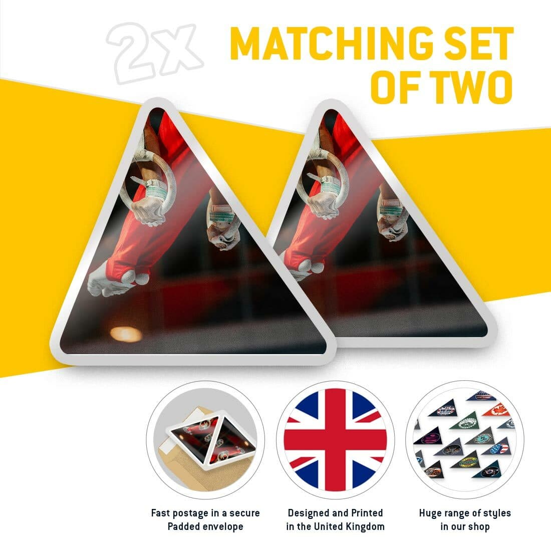 2 x Triangle Stickers 10 cm - Gymnastics Steady Rings Olympics  #21666 view 2