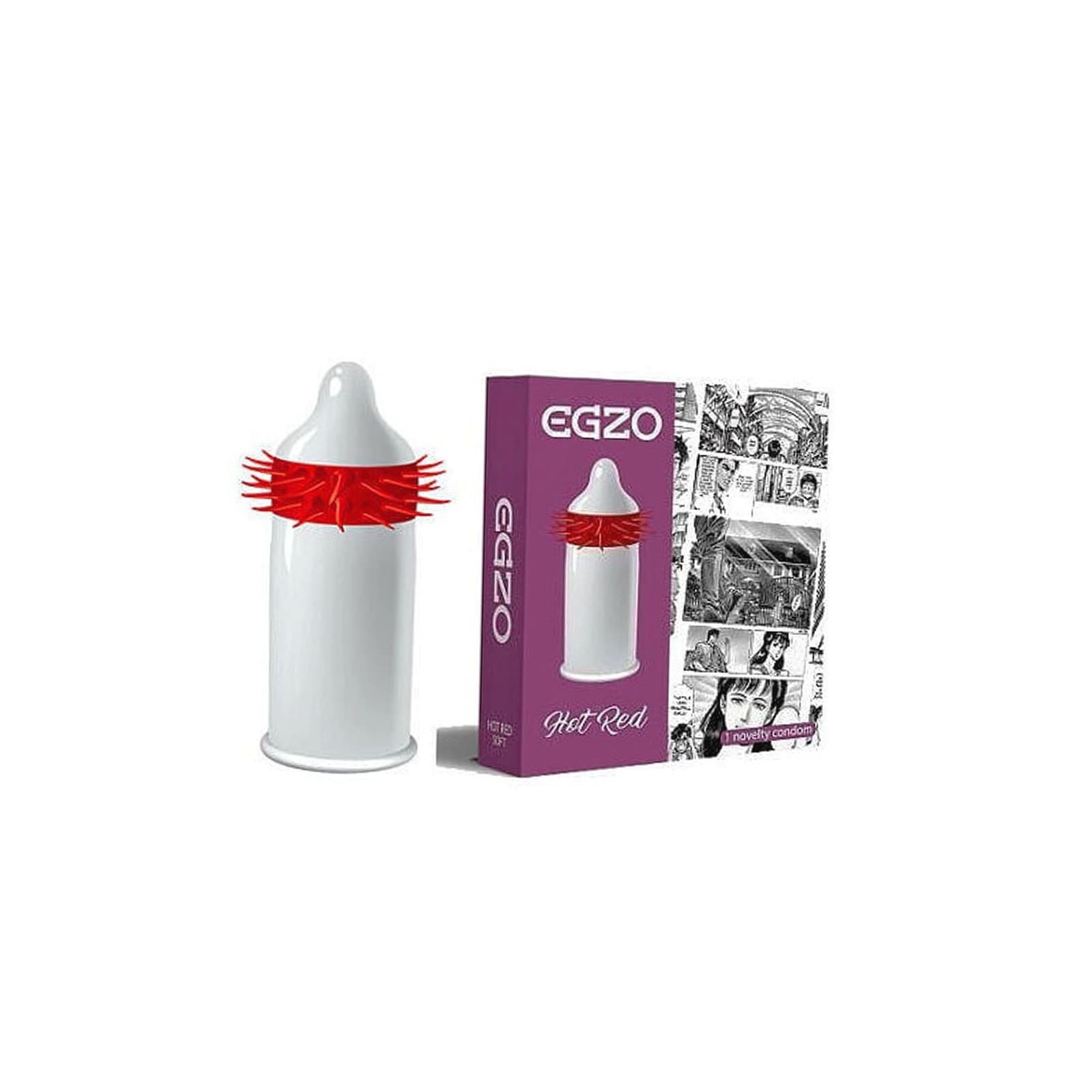 Egzo Hot Red Condom| 1 piece view 2