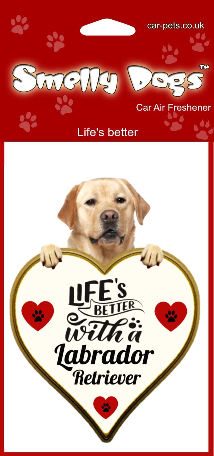 Labrador Yellow Lab Dog -  2 x Heart shaped 'Life's Better' car air fresheners