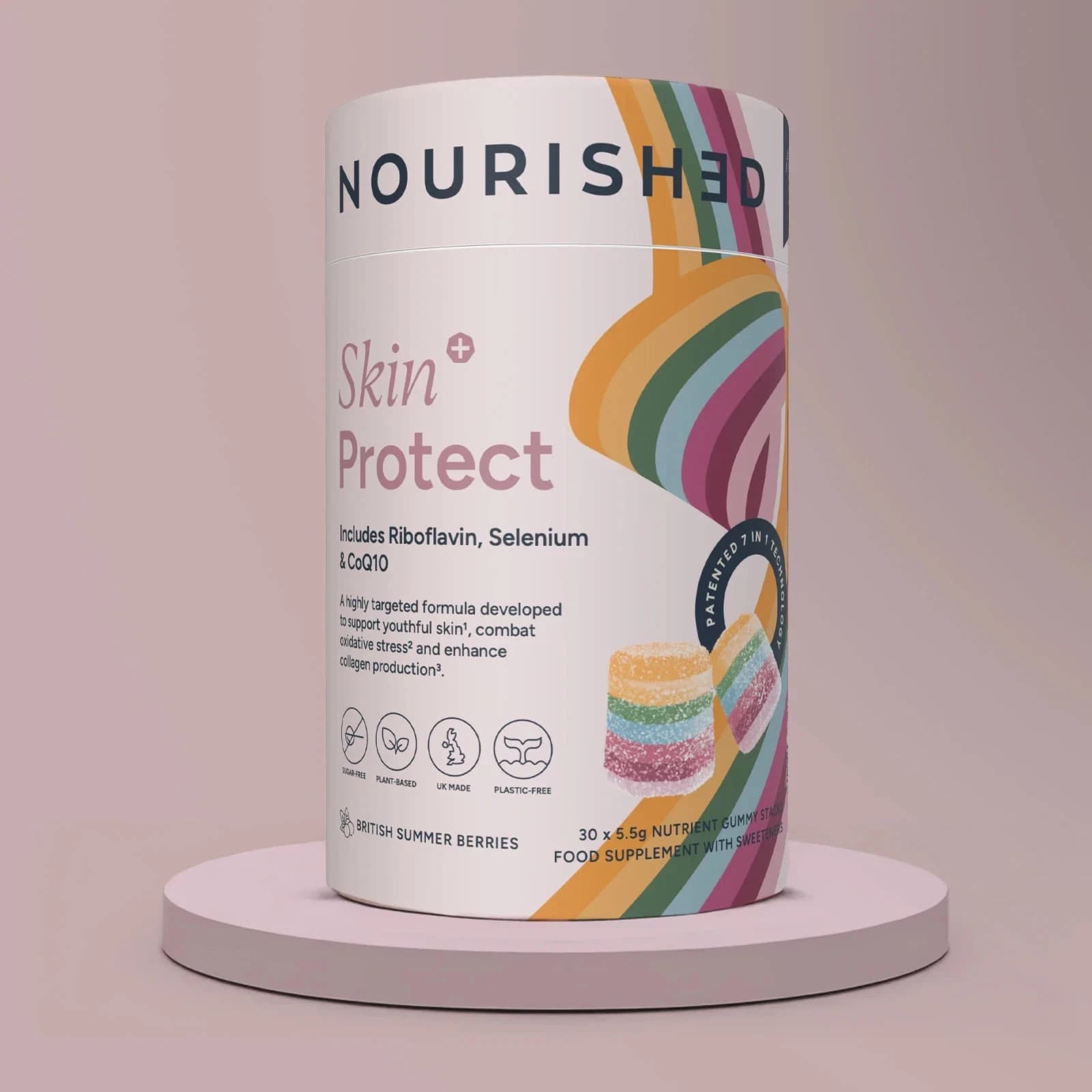 Nourished Skin+ Protect Nutrient Stacks 30 Gummies Resveratrol Selenium CoQ10