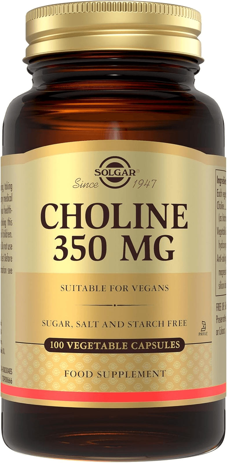 Solgar Choline 350Mg - Healthy Liver Function - Supports Fat Metabolism - Essent