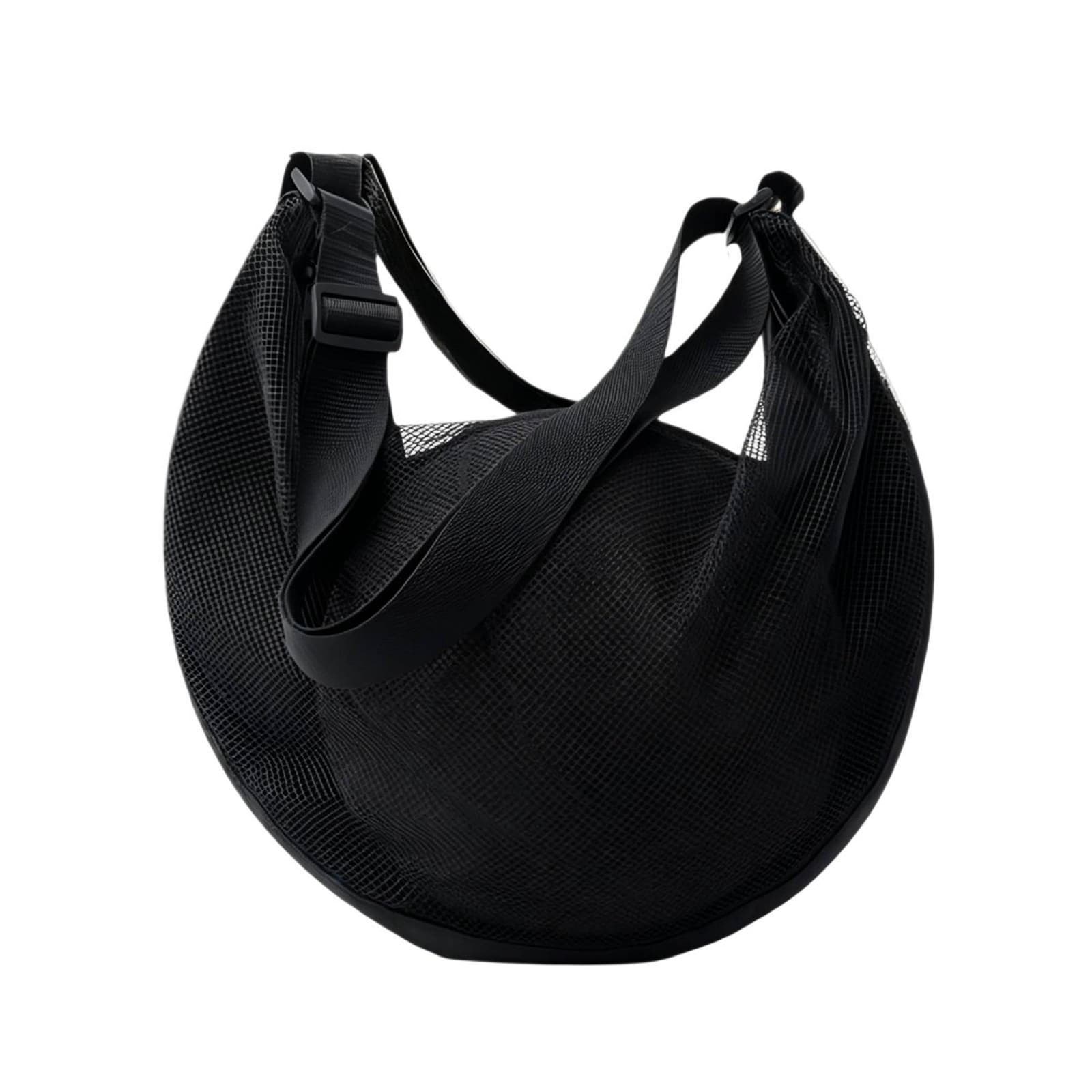 Mesh Shoulder Bag with Buckle Clip Adjustable for Gym