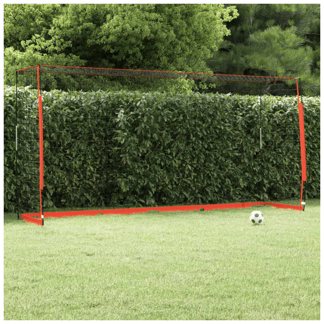 Soccer Goal Black/Red 366.5x91x183cm Portable Foldable Steel and Fibreglass Frame