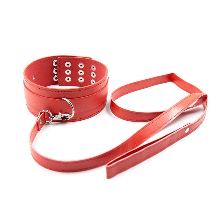 Bondage Collar Loop Lead Red Restraint for Couples Kinky Cosplay Gift Set