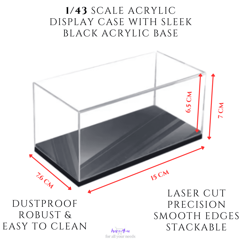 1:43 Scale Acrylic Display Case – Sleek Black Base Dustproof for Collectibles