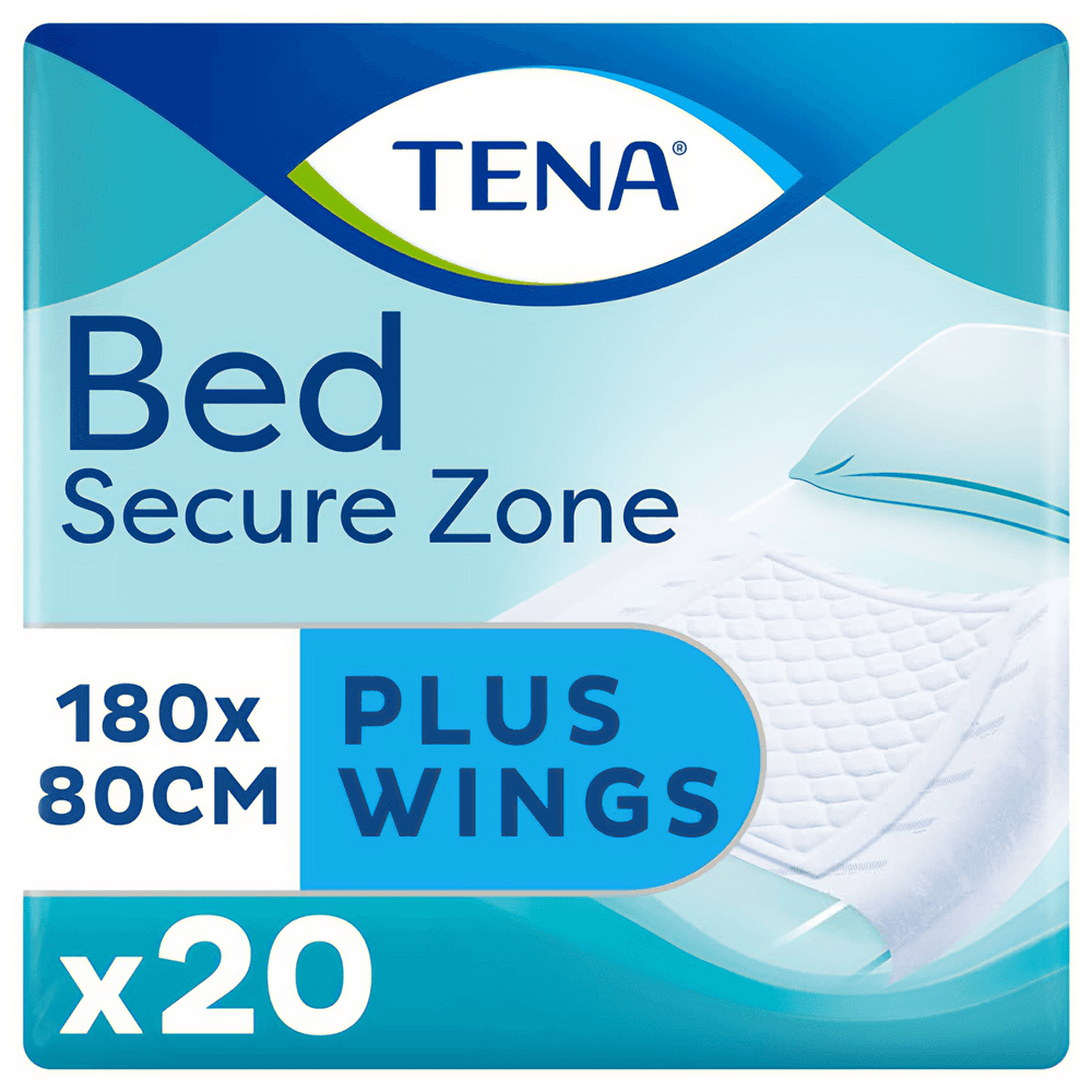 TENA Bed Secure Zone Super 180 x 80 cm - Pack of 20 - Disposable Bed Pads 2300ml
