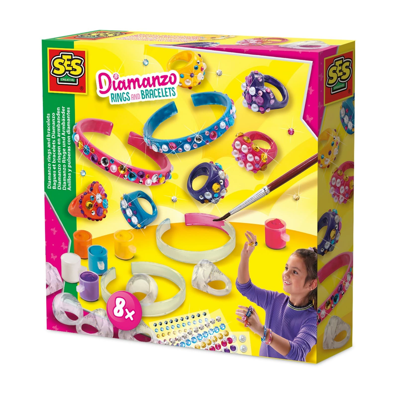SES Creative Diamanzo Rings and Bracelets Set Childrens Jewellery Art Crafting Kit