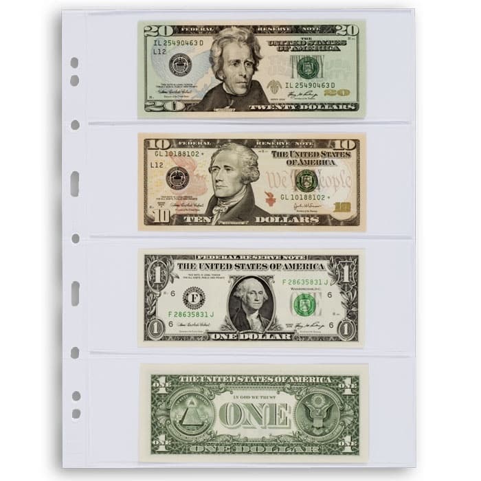 Lighthouse Grande 4 Pockets Banknotes Pages Modern Currency 4C 1 Pack Clear US