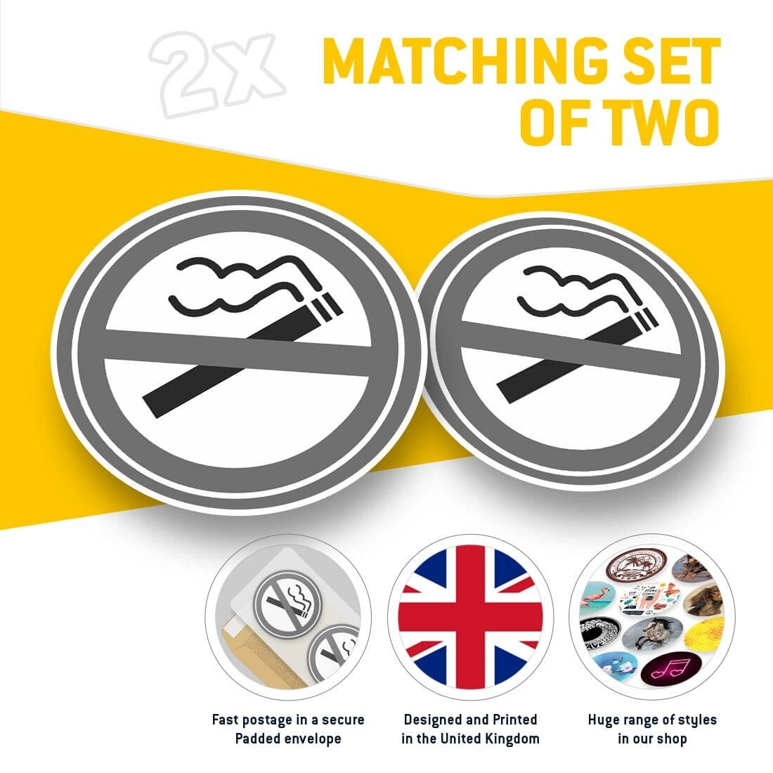 2 x Vinyl Stickers 25cm (bw) - No Smoking Sign Office Workplace  #40208 view 2