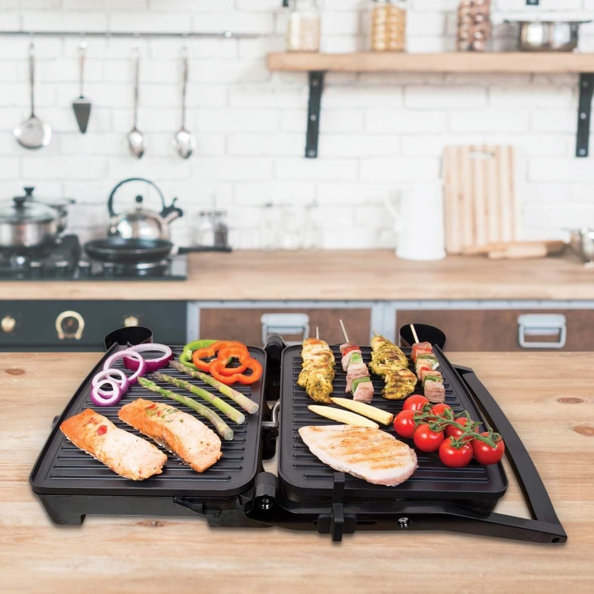 2000W Twin Duo 180° Panini Press and Flat Grill| Stainless Steel| Health grill view 2
