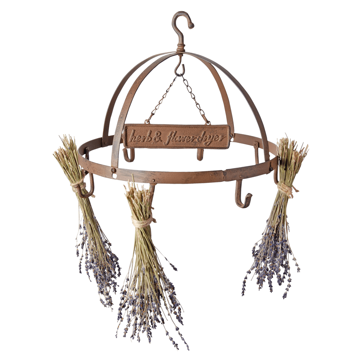 Flower Herb Rustic Hanging Rack Dryer Ring Brown 8 Hooks Vintage Style Display