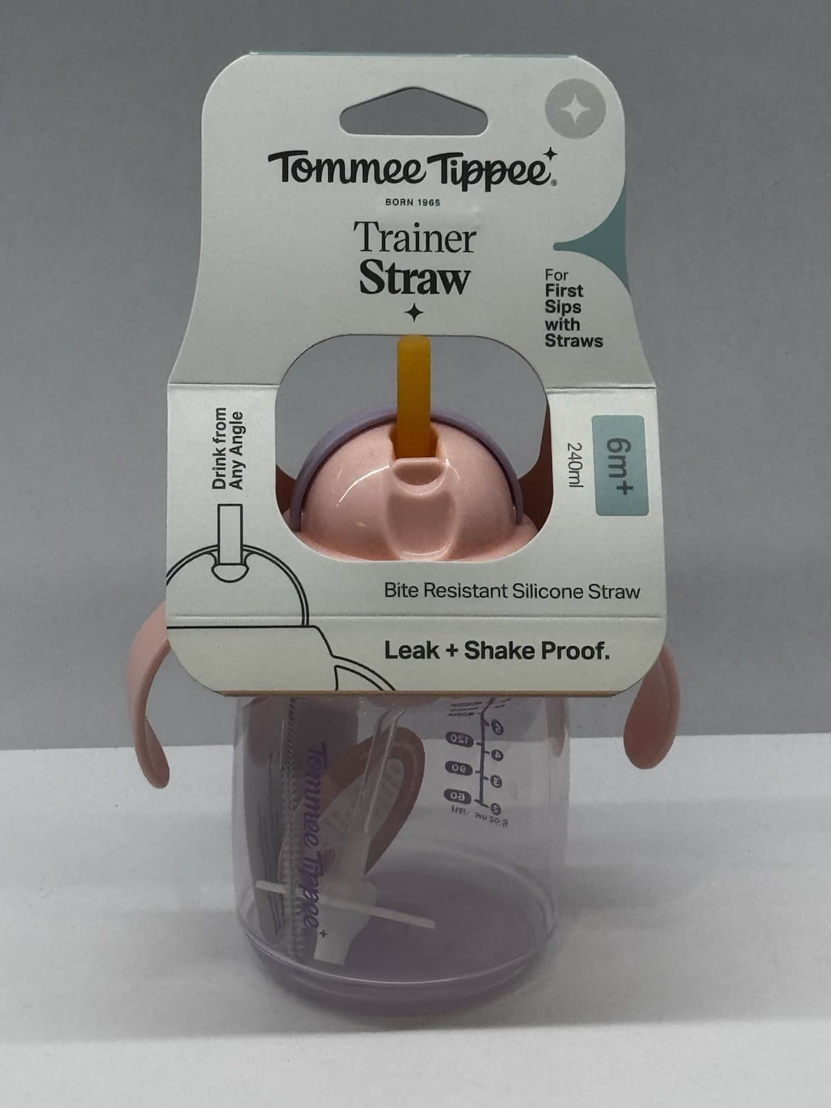 Tommee Tippee Trainer Straw Sippy Cup 6M+ Bite Resistant Leak Proof 240ml