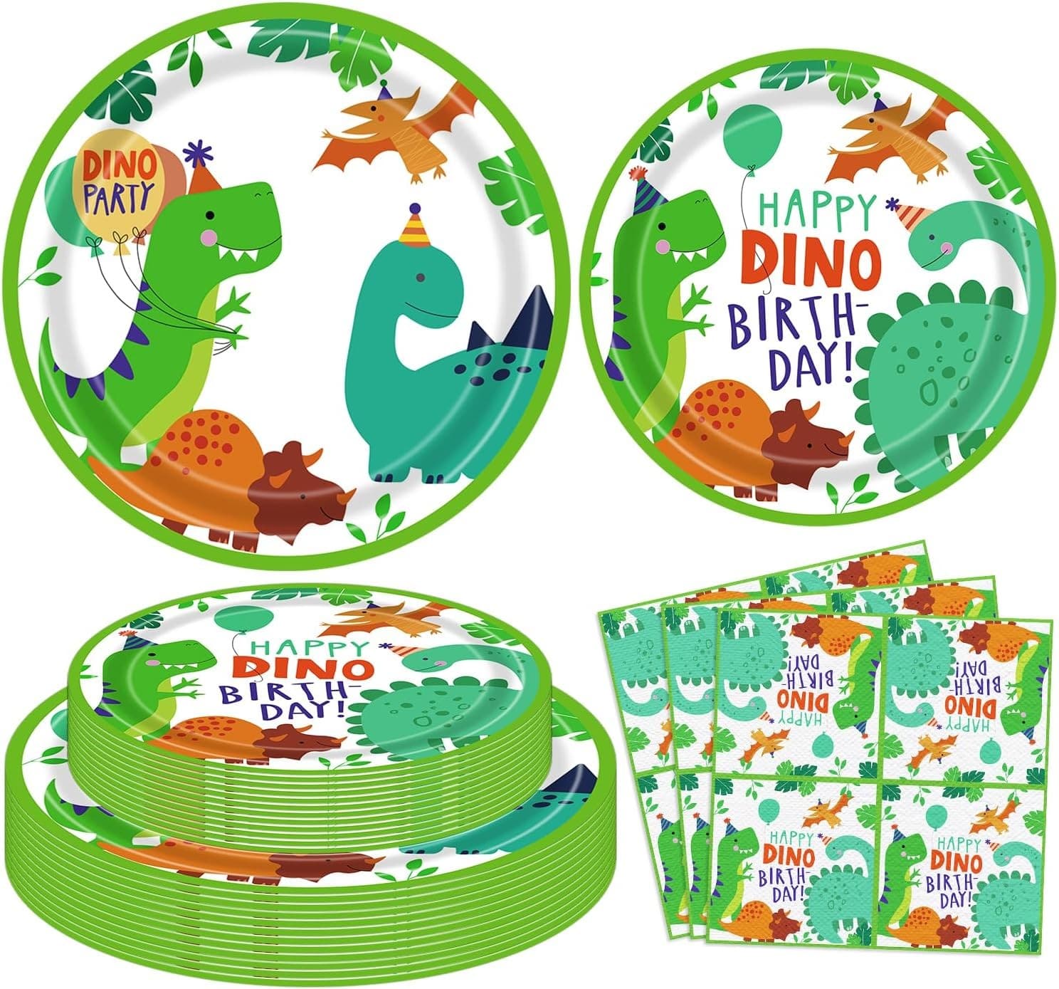 120 Pack Dinosaur Party Supplies - Dinosaur Themed Tableware Set - Dino Happy B