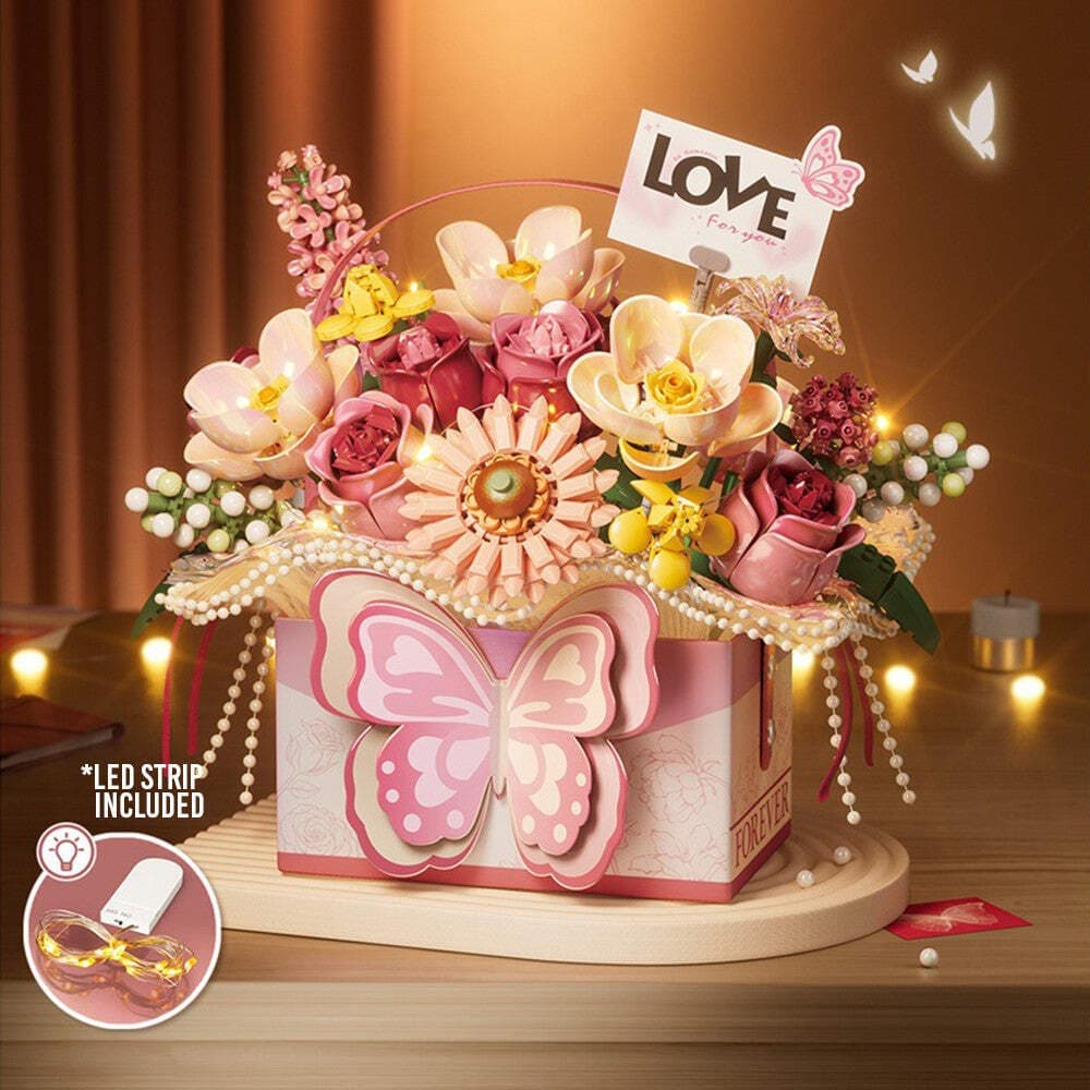 LOZ Eternal Flowers Pink Butterfly Bouquet 1967 view 2